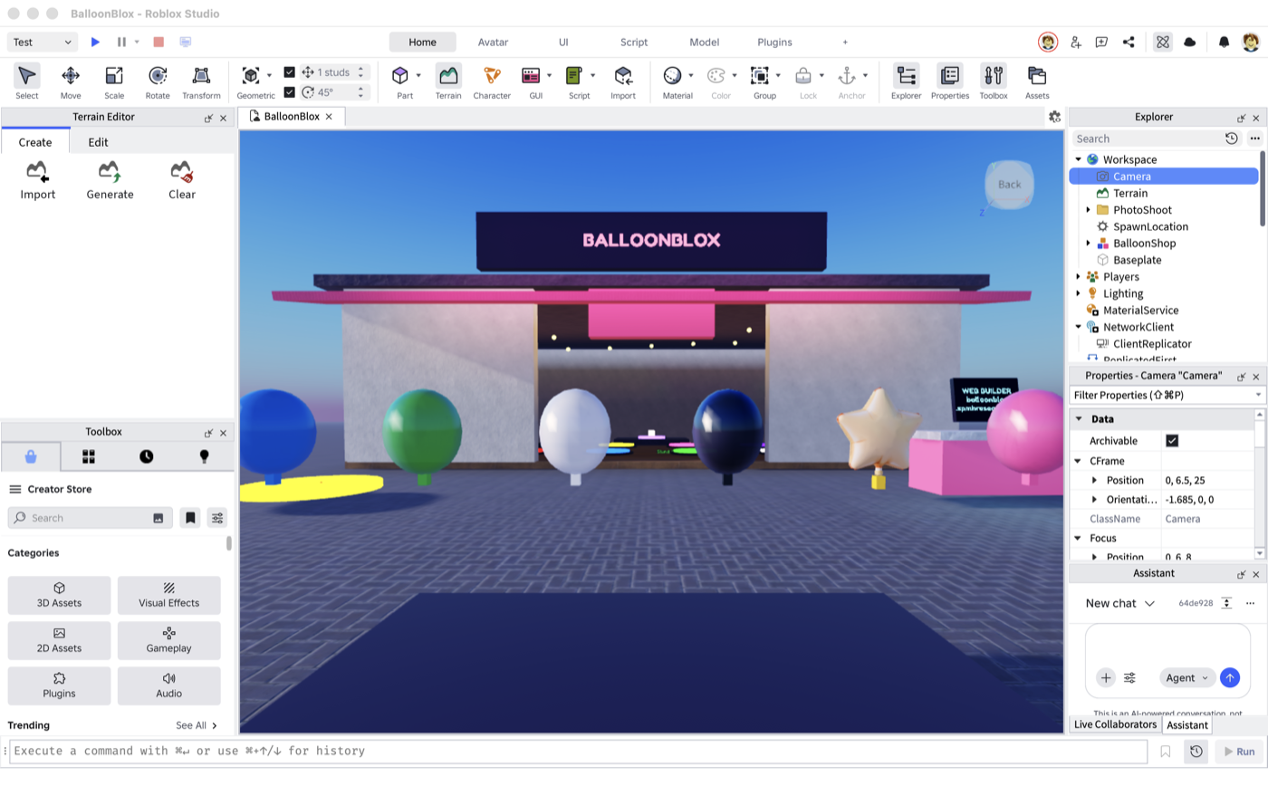All eight balloon templates lined up in front of the storefront